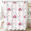 Modern Bathroom Shower Curtain with Love Pattern for Home Decoration White Fabric Waterproof Size 72x84 Inch Red Rainbow Eiffel
