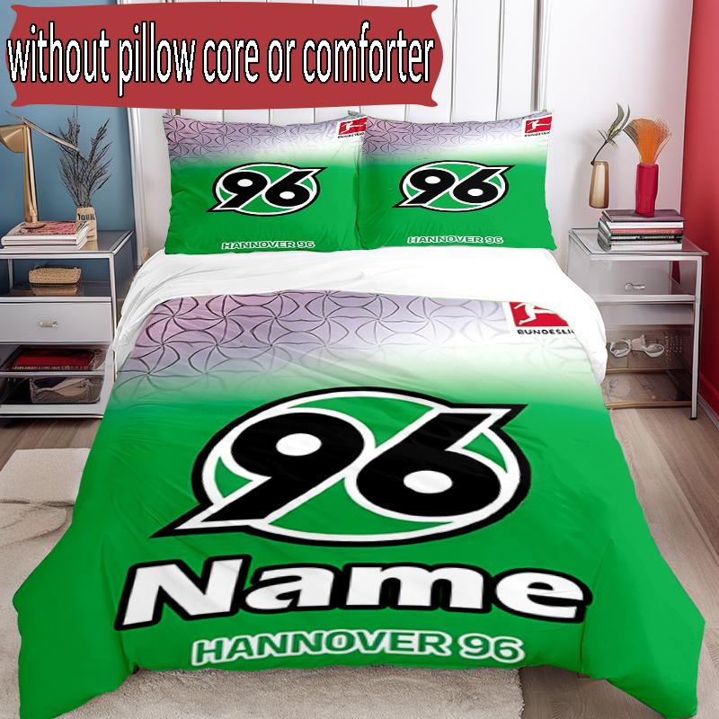 3pcs Duvet Cover Set (1*Duvet Cover + 2*Pillowcase, Without Core), Custom Name Hannover 96 Football Pattern Bedding Set, Home Bedroom Decor Gift