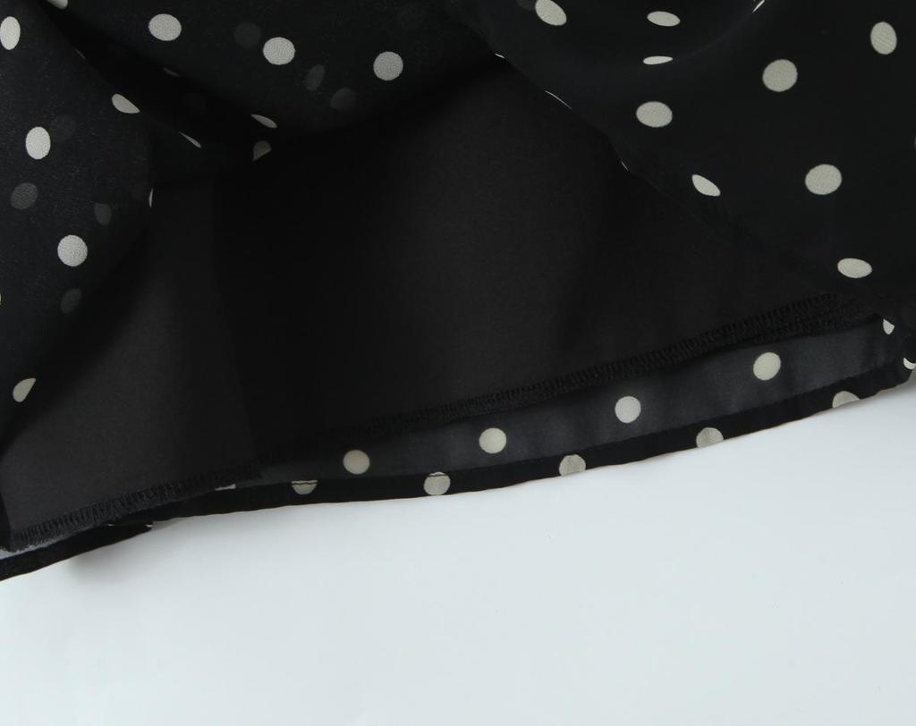 2026 Шикарное мини-платье из шифона в горошек с оборками и V-образным вырезом