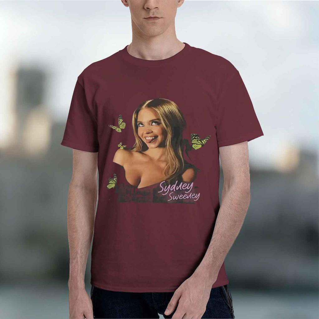 Casual Style Unisexs Tshirt With Sydney Sweeney And Butterflies Design For Summer Wear Perfect Gift For Fans 2026 New Model Short