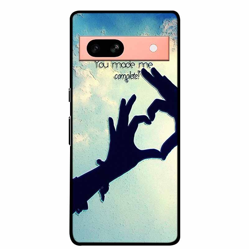 3D Flowers Case For Google Pixel 7a 5G Case Emboss Relief Floral Black Silicone Soft Back Covers For Google Pixel 7a Case Fundas