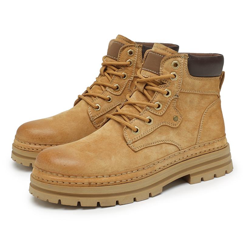 Genuine Leather Men's Ankle Boots Casual High Quality Boots Man Outdoor Work Sneakers High Top Streetwear Motorcycle Boots Men