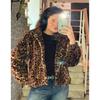Повседневная свободная верхняя одежда Осень Зима Женские топы Новая мода Леопардовый принт Женские пальто Куртки Кардиган Одежда