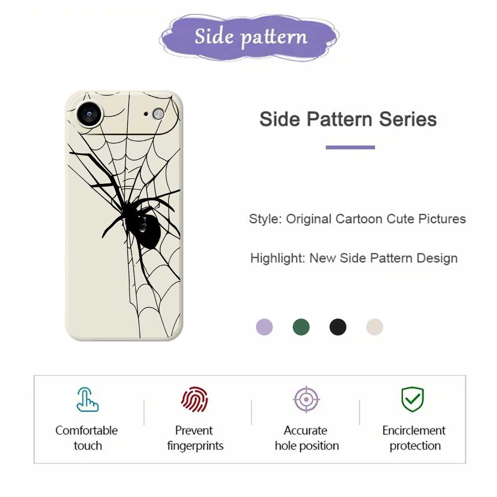 For iPhone 17 Air Case Spider Pattern Printing Straight Edge TPU Phone Back Cover
