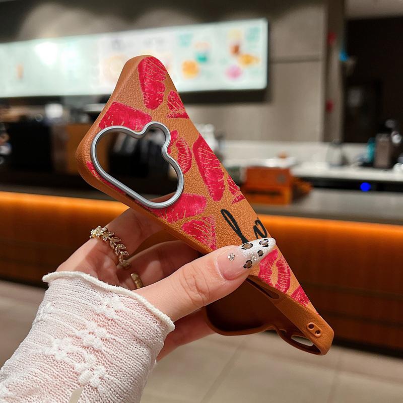 Тонкий чехол для телефона Love Red Lips Pattern из матовой кожи с текстурой для iPhone 16 Pro Max 15 14 Pro 13 12 11, противоударный защитный чехол для объектива из ТПУ с мягким бампером