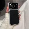Противоударный чехол с текстурой кожи для iPhone 14/15/16/17 Pro Max - Однотонный дизайн.