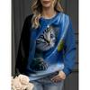 Fashion Women's Sweatshirt Funny Cat Print Sweatshirt for Women Casual Long Sleeve Crew Neck Pullover Y2k Women's Clothing