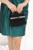 Women's Stylish and Useful Evening Dress Bag Black Color Suede Material Stone Accessory Magnetic Closure Shoulder Strap Available (Small Size)