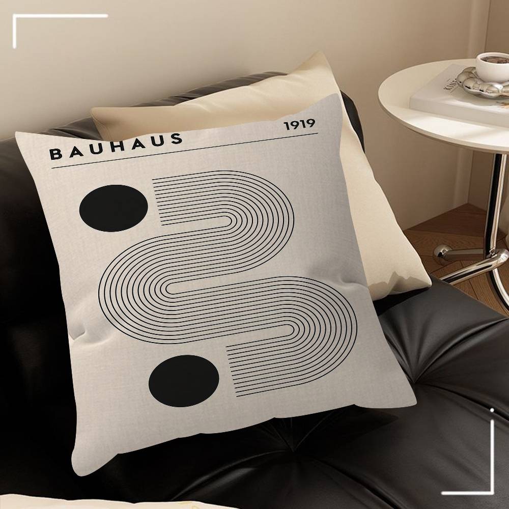 Абстрактный Баухаус Стиль Геометрическая Картина Черно-Бежевая Линия Подушка Чехол для Подушки Наволочка Гостиная Диван Домашний Декор Индивидуальный