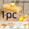 34/68- Cavity Double-Layer Press Type Ice Cube Tray with Storage Box – Quick-Freeze Ice Maker Kitchen Gadget in Green and Yellow