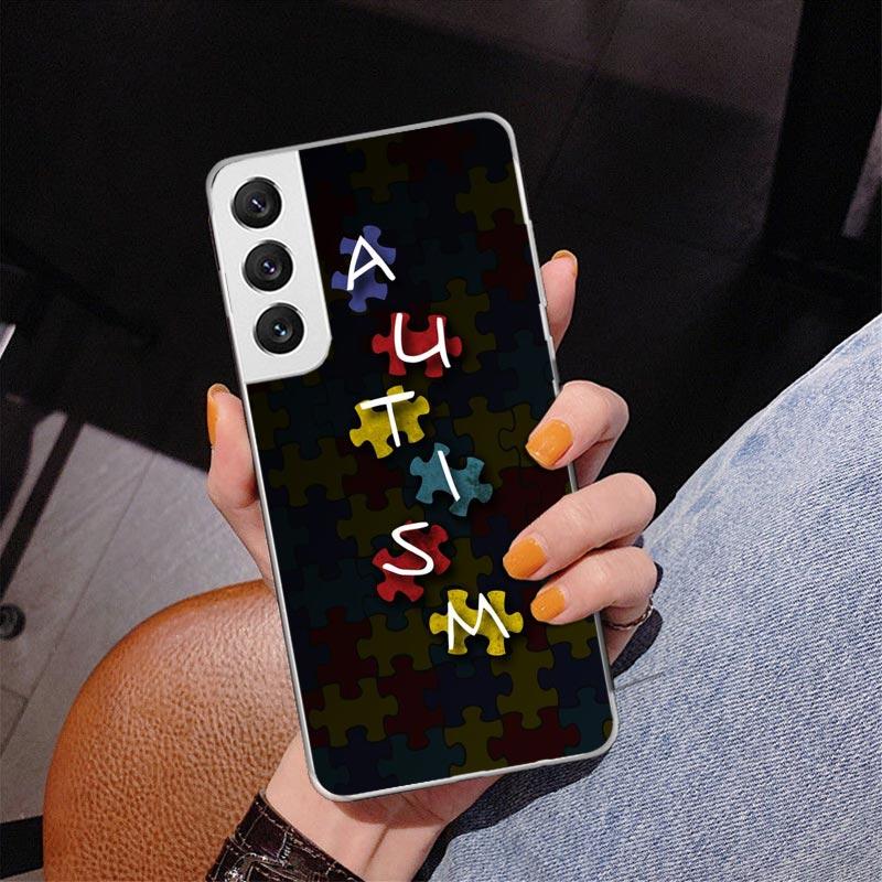 Autism Support Puzzle Phnoe Case for Samsung Galaxy S26 S25 Edge S23 S24 Ultra S22 Plus S21 S20 FE Unique Cover Soft Coque Galax