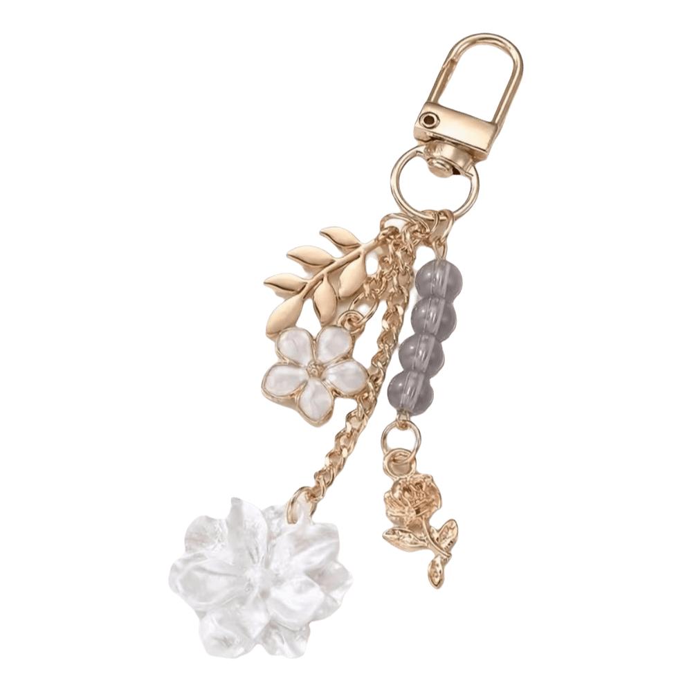 Metal Flower Keychain Beaded Sakura Key Chain Ornaments Cherry Blossom Pendant Bag Key Decor