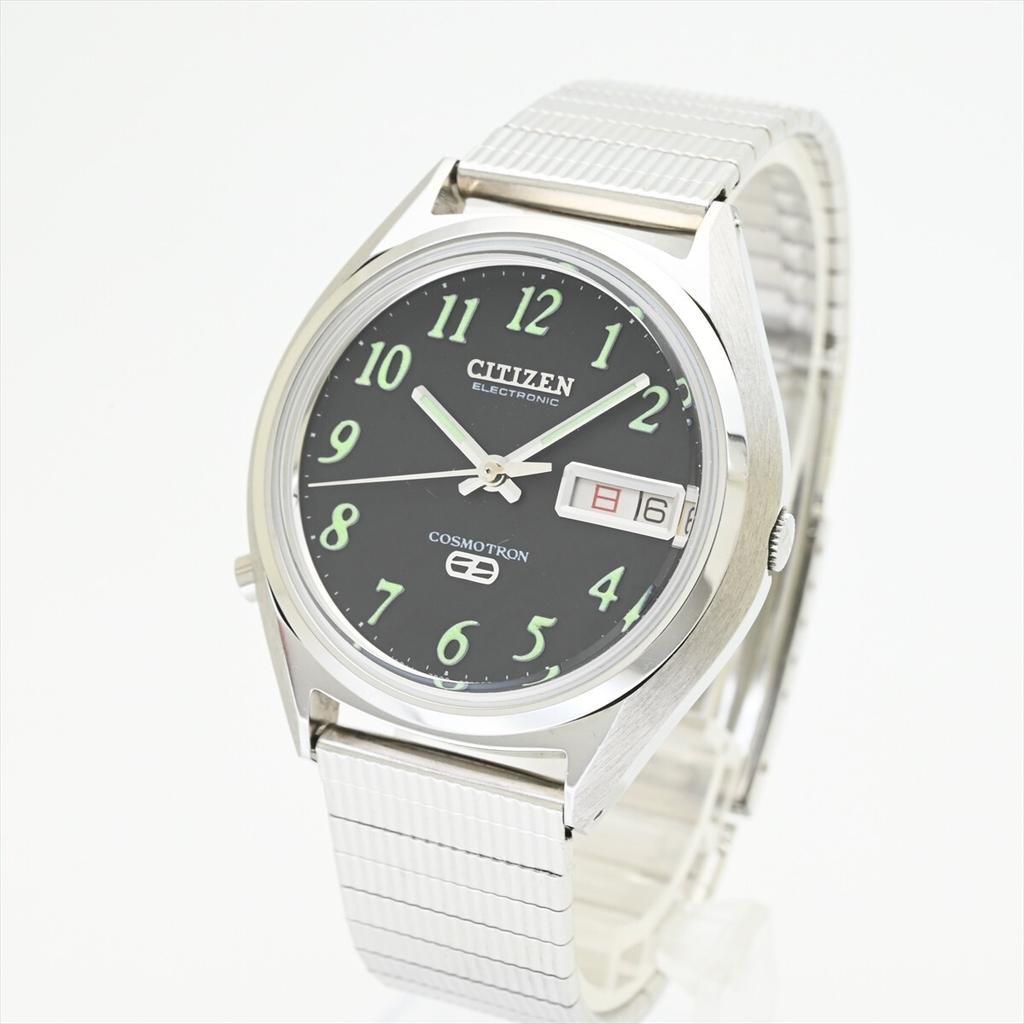 CITIZEN manufactured in Arabic black electromagnetic balance stainless steel antique Cosmotron, 1974, numerals, dial