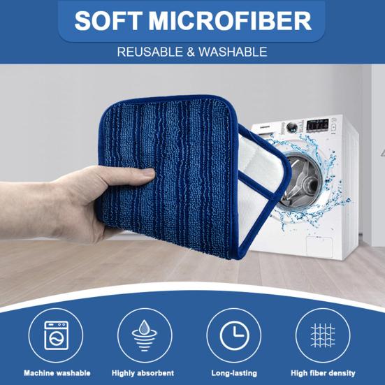 Yousheng Многоразовая насадка для швабры из микрофибры, супермягкая, с высокой впитывающей способностью, простая установка, сменная накладка для швабры для пола, сменная насадка для подметальной машины Swiffer