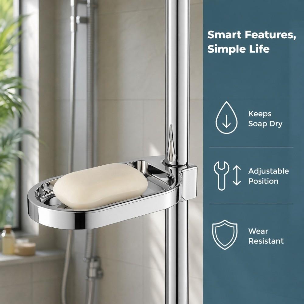 Clip-on Design Soap Holder ABS Soap Tray Shower Rod Soap Dish Bathroom Shower Kitchen Sink