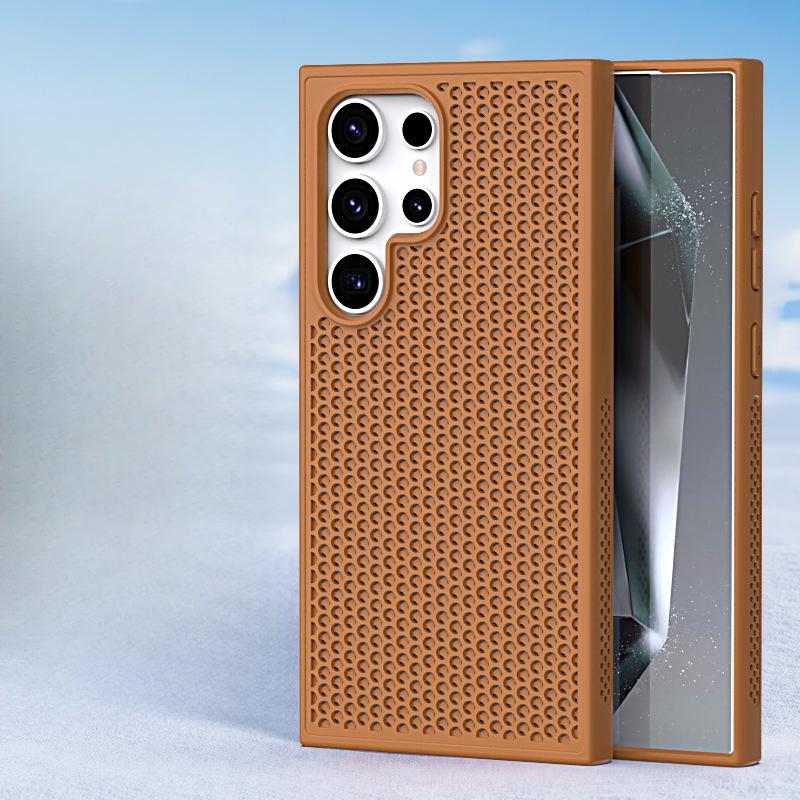 Подходит для Samsung S25Ultra Сетчатый дышащий чехол для телефона с отверстиями в виде сот, приятный на ощупь, S23FE Противоударный защитный чехол S24