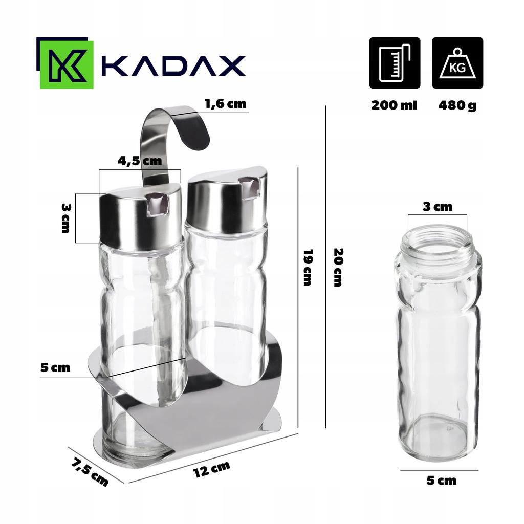KADAX Стеклянная бутылка для оливкового масла и уксуса 2x100мл Набор для оливкового масла и уксуса + Подставка