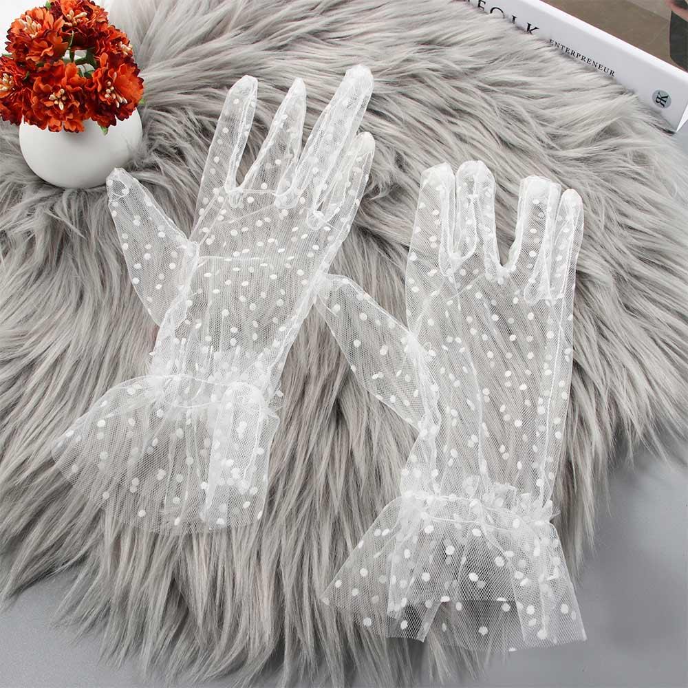 1 пара Гибкие аксессуары Эластичные Солнцезащитные Фальбала Пятна Пятна Перчатки Тюлевые перчатки Кружевные митенки