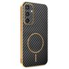 For Samsung Galaxy S24 Phone Case Carbon Fiber Textured Electroplated TPU Back Cover