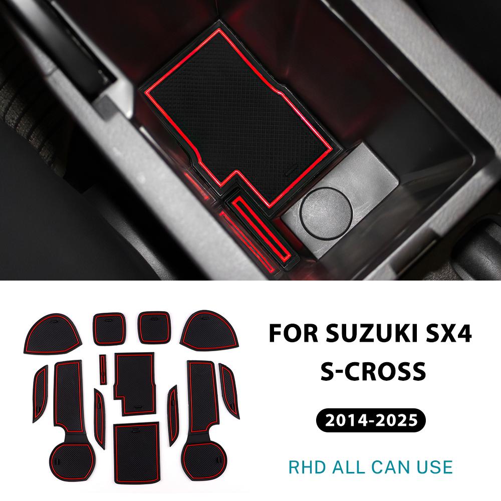 For Suzuki SX4 S-CROSS 2014 2015 2016 2017 2018 2019 2020 2021 Car Anti-slip Rubber Gate Slot Pad Door Groove Mat RHD