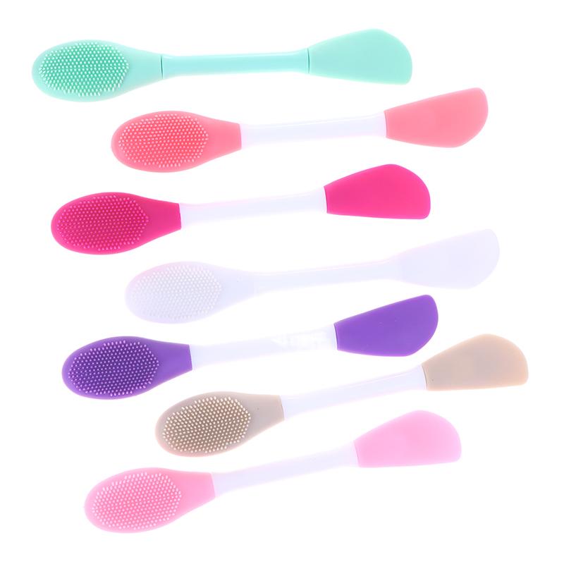 Силиконовая двухсторонняя кисть для маски для лица Отшелушивание лица Удаление черных точек Очищающая кисть Лопатка для нанесения грязевой пленки Инструмент для ухода за кожей лица