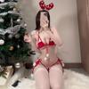 Сексуальное нижнее белье из трех предметов, рождественский комплект бикини, сексуальный пушистый шарик, шнуровка, осенне-зимняя пижама