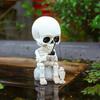 Shaking Head Fishing Skull Resin Mini Skeleton Fisher Sculpture Halloween