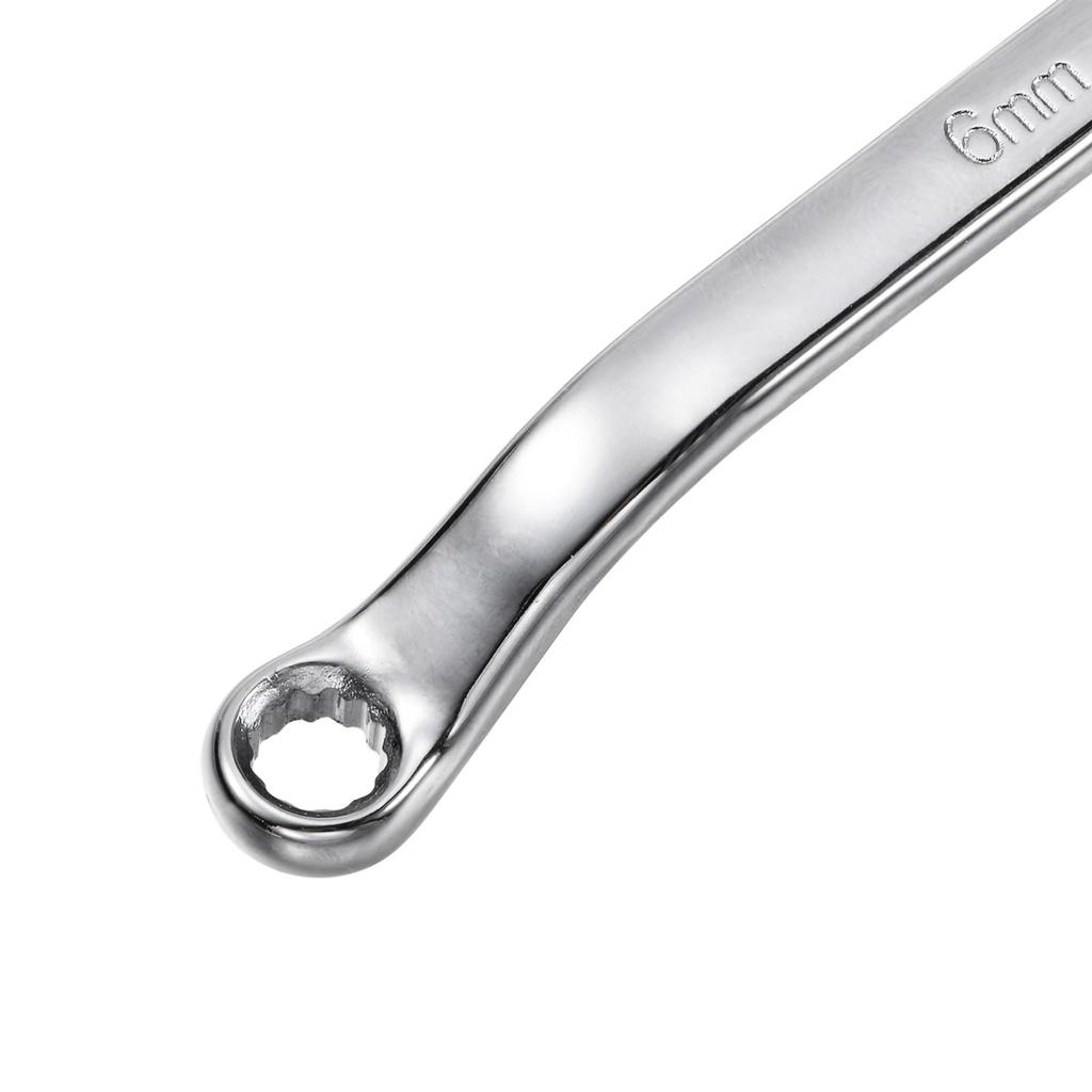 Uxcell Metric Offset Double Chrome 6mm X 7mm 12-Point Open-End Wrench, Plated, Cr-V,