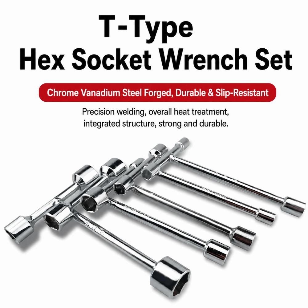 Triple Head Socket Wrench 3-Way T Type Hex Nut Driver Durable Repair Wrench Mechanical Maintenance