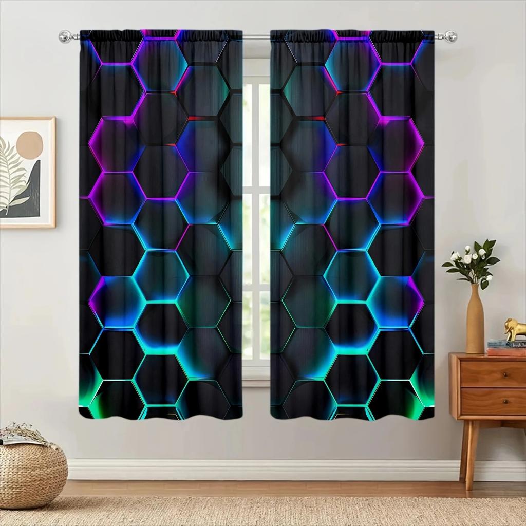 Футуристическая шестиугольная художественная напечатанная штора для домашнего декора - оконное оформление с карнизом для спальни, кухни, гостиной