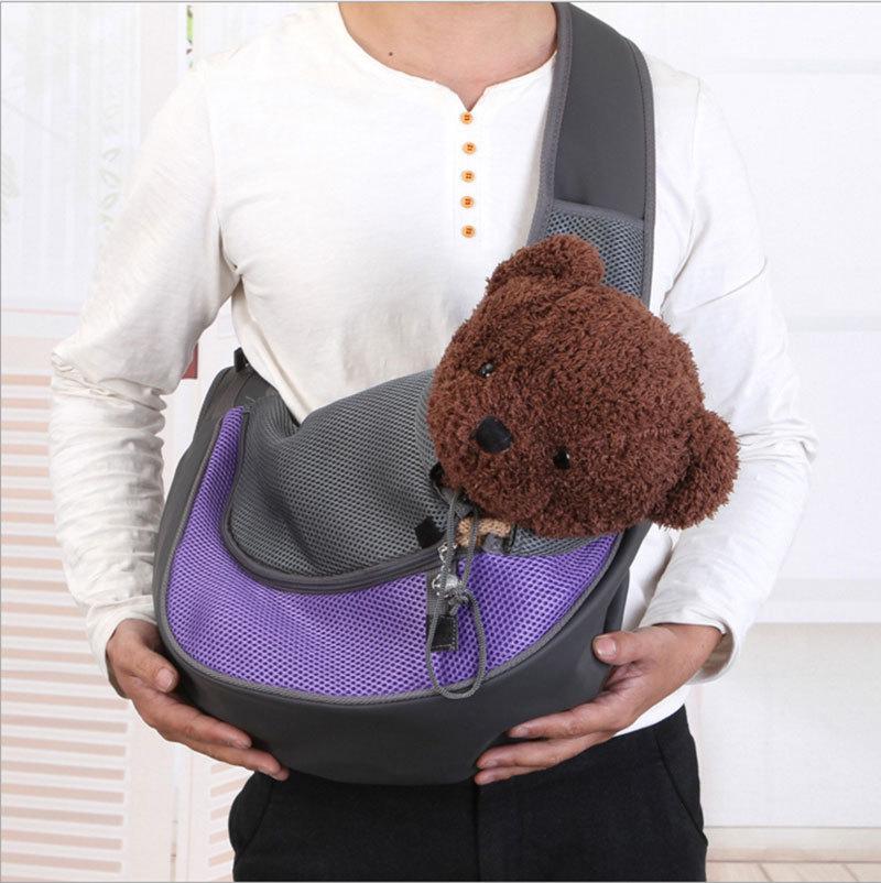 Breathable Crossbody Pet Bag for Cats & Dogs - Travel Shoulder Backpack
