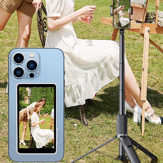 Видеоблогер с экраном для селфи для телефона, запись без помощи рук, регулируемые углы, беспроводной проектор для селфи-видео, возможность обмена в реальном времени, задняя камера с пультом дистанционного управления