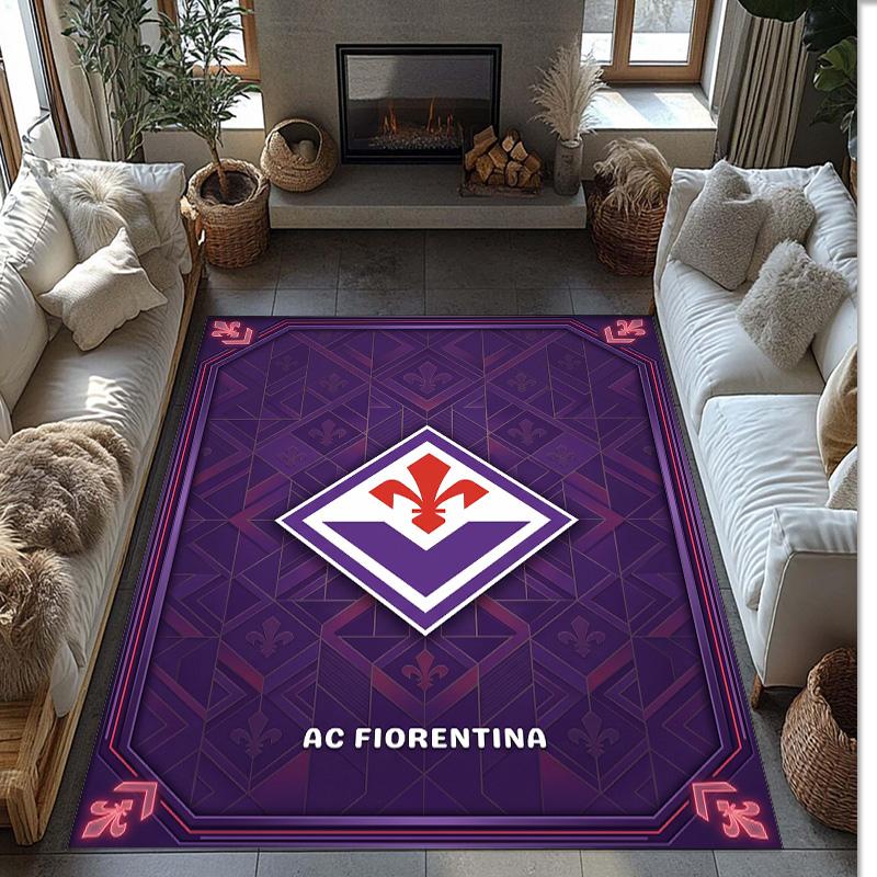Fiorentina FC Soccer Football Pattern Soft Area Rug Non Slip Indoor Floor Carpet Sports Decor Mat for Bedroom