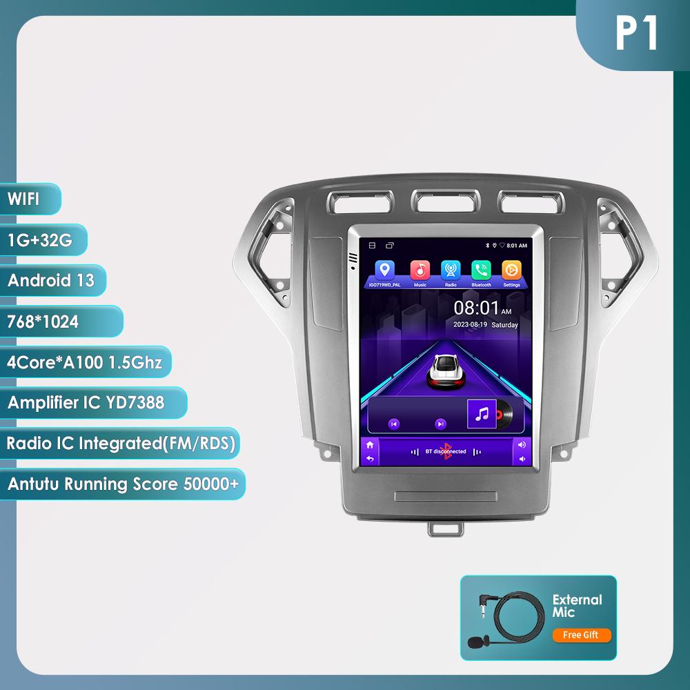 Android Car Radio Player for Ford Mondeo MK4 2007-2014 Carplay Auto Car Multimedia Stereo 6115 9.7inch Vertical Touch Screen GPS