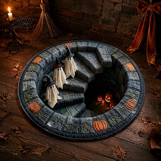 Мягкий ковер из хрустального бархата, ковер Хэллоуин с 3D-иллюзией, стеганый вид, круглый ковер, жуткая глубокая яма, праздничный подарок для друзей, нескользящий коврик для пола, гостиная