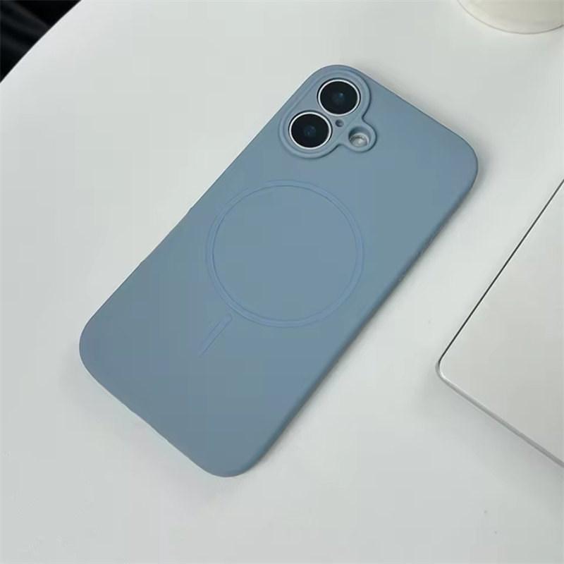 Ультратонкий силиконовый чехол для телефона Magsafe для iPhone 14 12 13 15 16 Pro Max Plus, сплошной матовый чехол для беспроводной зарядки