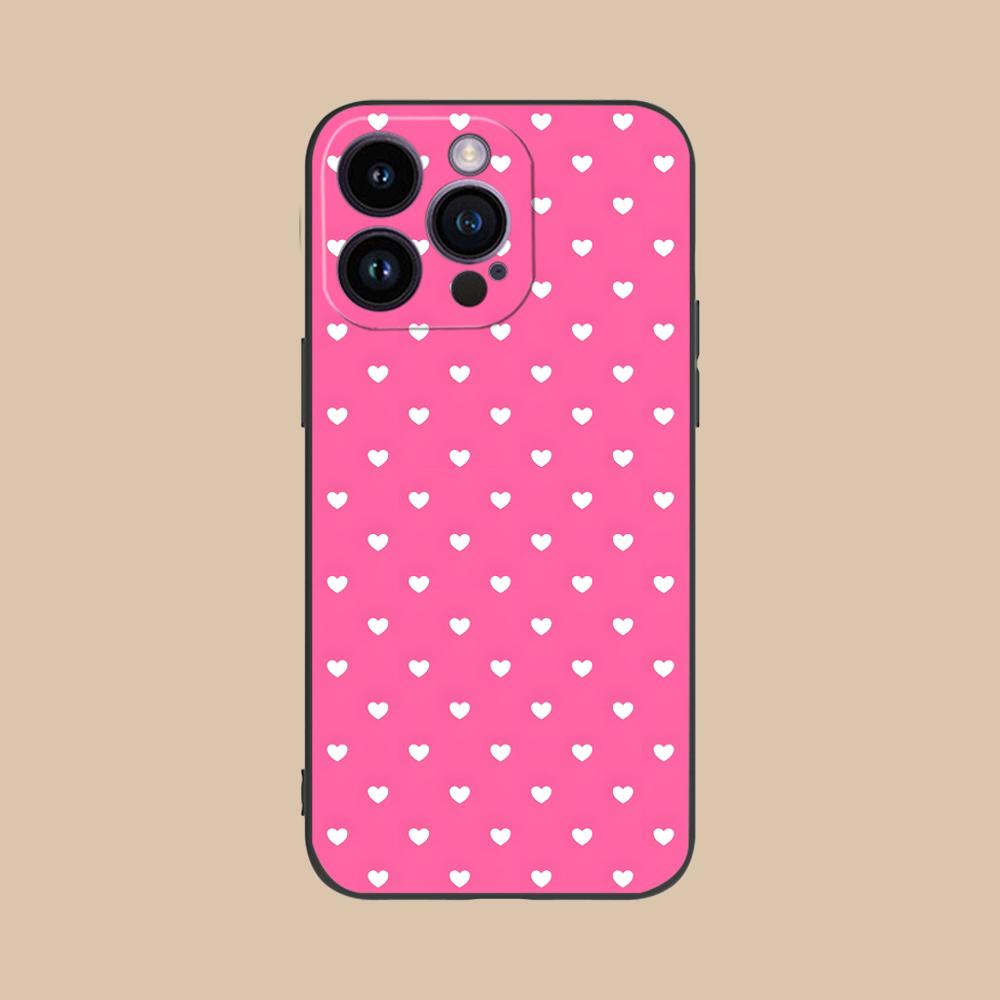 Розовый чехол для мобильного телефона с точками в форме сердца для iPhone 17 16 15 14 13 12 11 X XR XS 8 7 Air Pro Max Plus Mini Цветной чехол Роскошный чехол