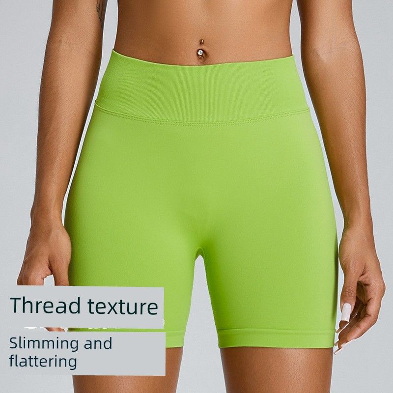 European and American Seamless Three-Quarter Fitness Shorts for Women, High-Waisted Peach-Lifting Sports Shorts, Tight-Fitting Quick-Dry Yoga Shorts