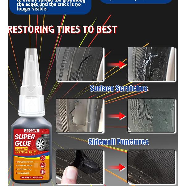 Super glue, tire glue, black strong bonding, 20ml, three-second initial solid quick repair suitable for plastic and rubber.