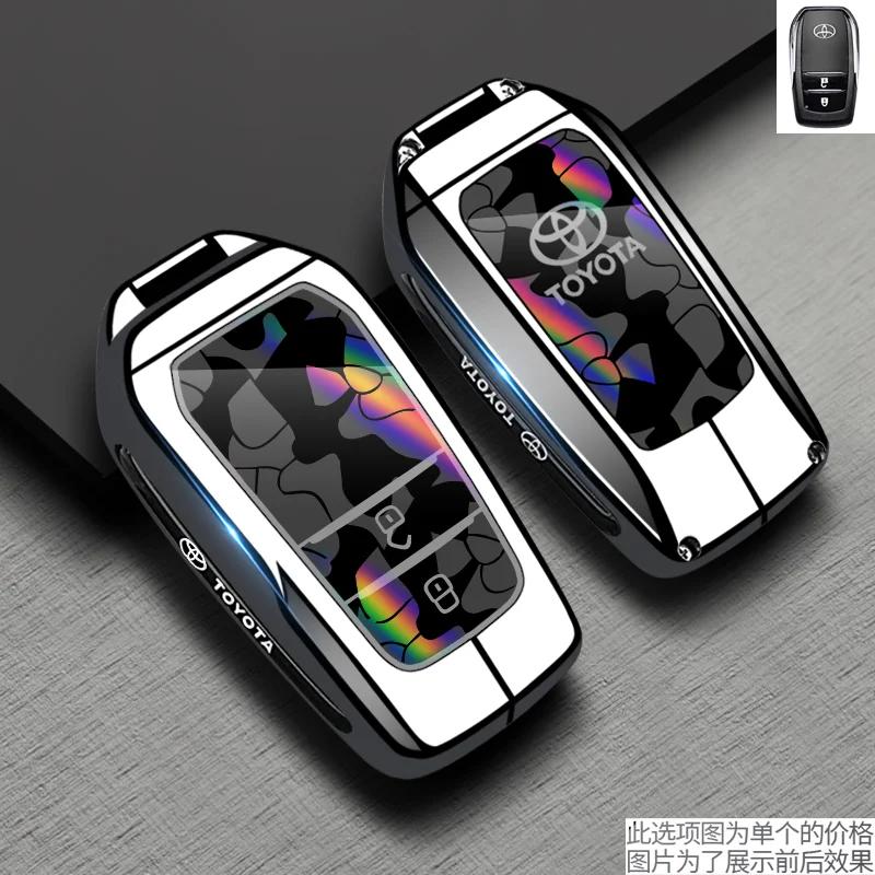 Handmade Cowhide Genuine Leather Key Case for TOYOTA Camry Hanlanda Car Key Protection Sleeve with Keychain - Protective Shell