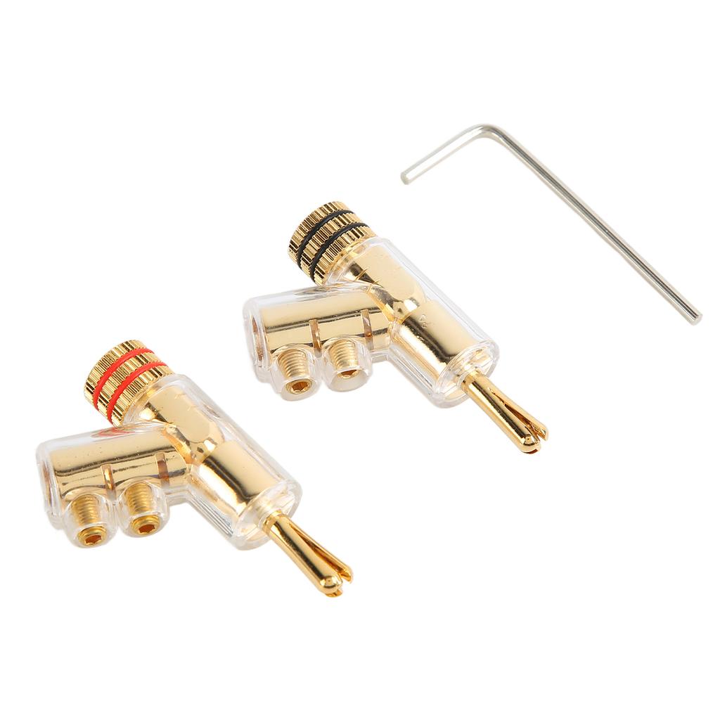 1 Pair Locking Banana Plugs Copper Gold Plated Solderless Speaker Locking Banana Connectors for Speaker Wire