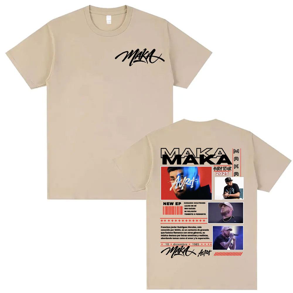 Rapper Maka Aura Tour Album 2025 T Shirts for Unisex Women Vintage Style Harajuku Street Tshirt Casual High Quality Cotton T Shirt