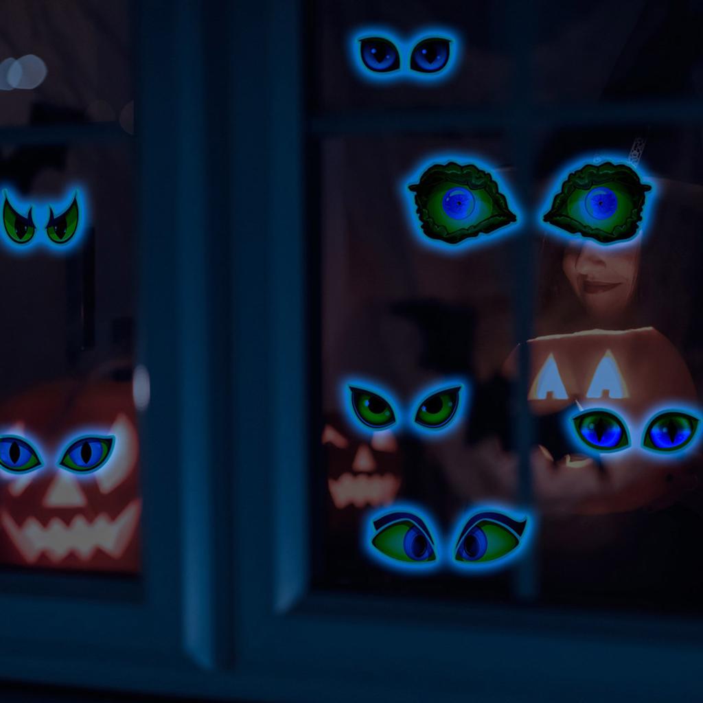 Светящиеся в темноте самоклеящиеся наклейки на стену «Подглядывающие глаза» на Хэллоуин для жутких украшений для вечеринки, материал ПВХ
