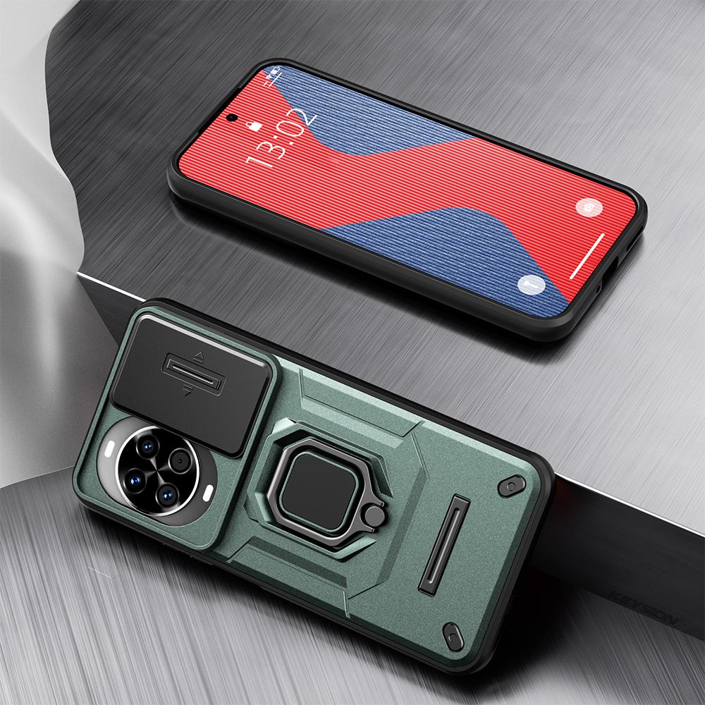 KEYSION Противоударный чехол для Huawei nova 14 14 Pro с выдвижной защитой камеры, металлической кольцевой подставкой, задняя крышка для телефона Huawei nova14Pro