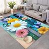 3D Daisy Flowers Butterflies Rug Large Area Rugs Colorful Butterfly Sunflower Rug for Living Room Bedroom Playroom Home Decor