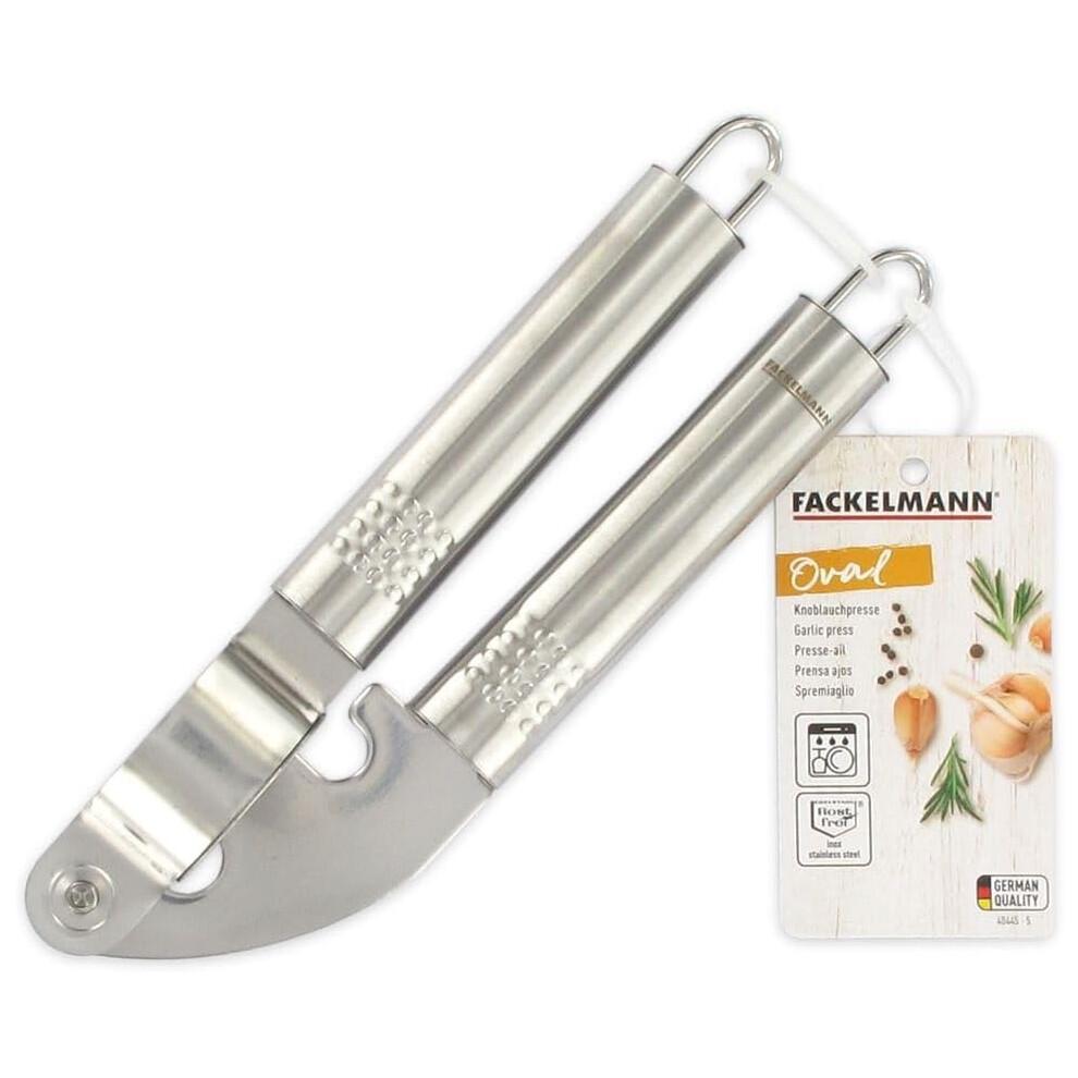 Stainless Steel Garlic Press 18 x 5.2 cm, Durable Silver Garlic Mincer, Easy Grip, Kitchen Tool, 19 x 5.5 x 3 cm