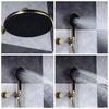 Brushed Gold Bathroom Shower Faucet Wall Mounted Grey Bathroom Shower Mixer Tap Brass Brass Bath Shower Faucet Hand shower Head
