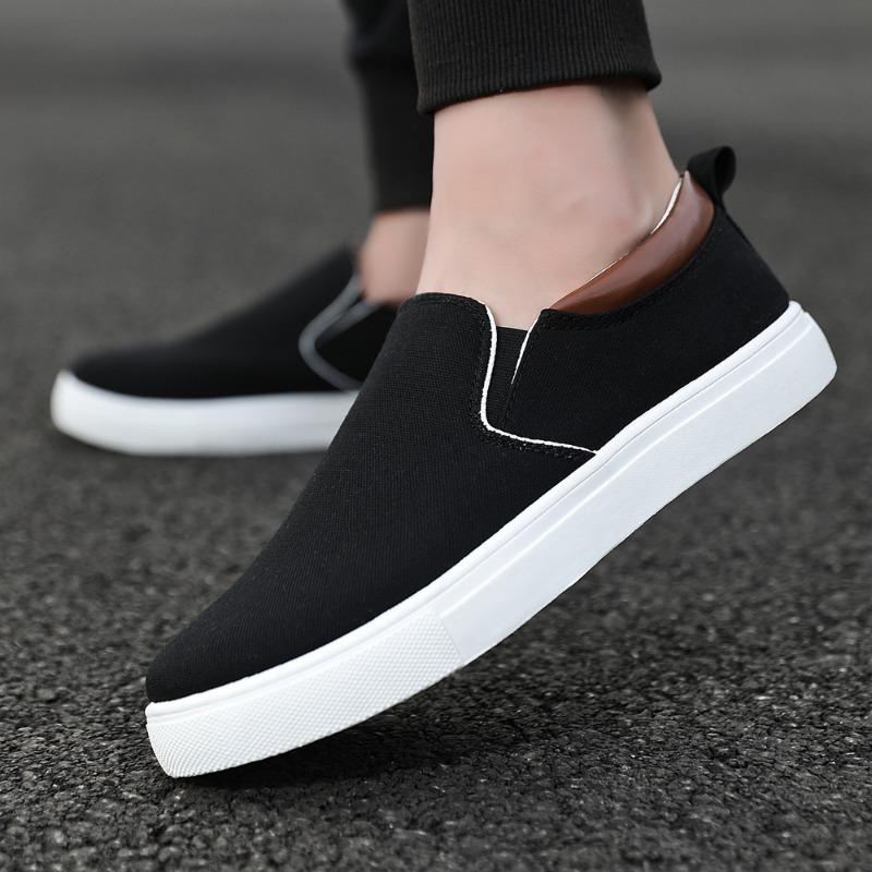 Men Canvas Shoes Fashion Casual Sneakers Black Lace-up Sports Shoes Vulcanized Shoe Lightweight Comforts Flat Shoes Spring