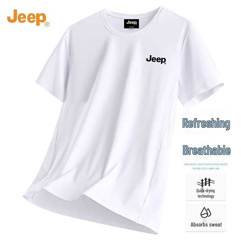 Jeep Мужская футболка с круглым вырезом из ледяного шелка, быстросохнущая