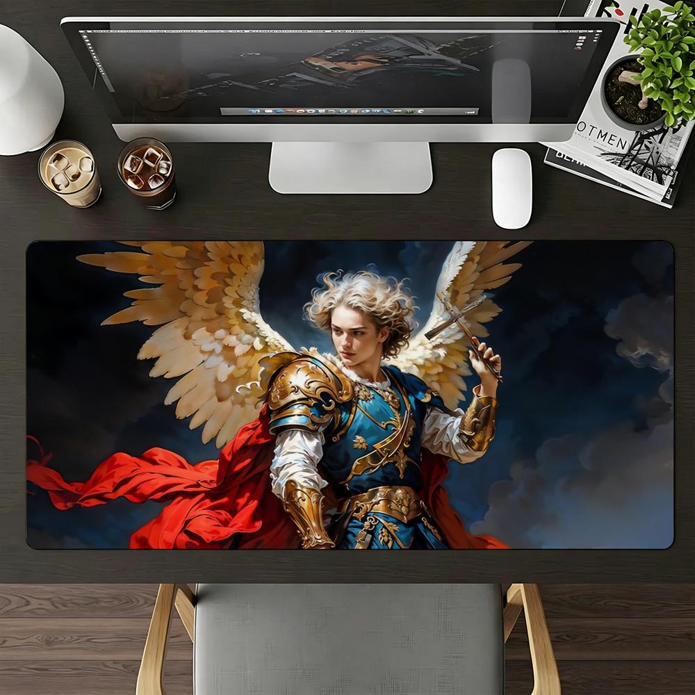The Holy Archangel Michael Mouse Pad Large Nonslip Waterproof Mat Stitched Edge Keyboard Pad For Gaming Daily Office